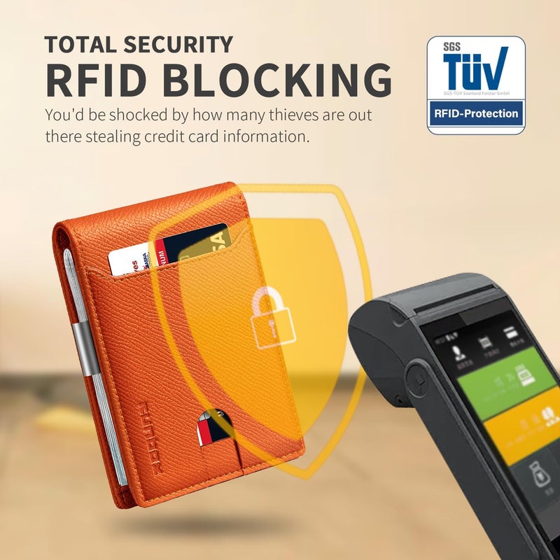 RUNBOX Money Clip Wallets for Men,Slim Leather Mens Bifold Wallet,RFID Blocking Front Pocket Wallet,Thin Credit Card Holder with Gift Box - Image 5